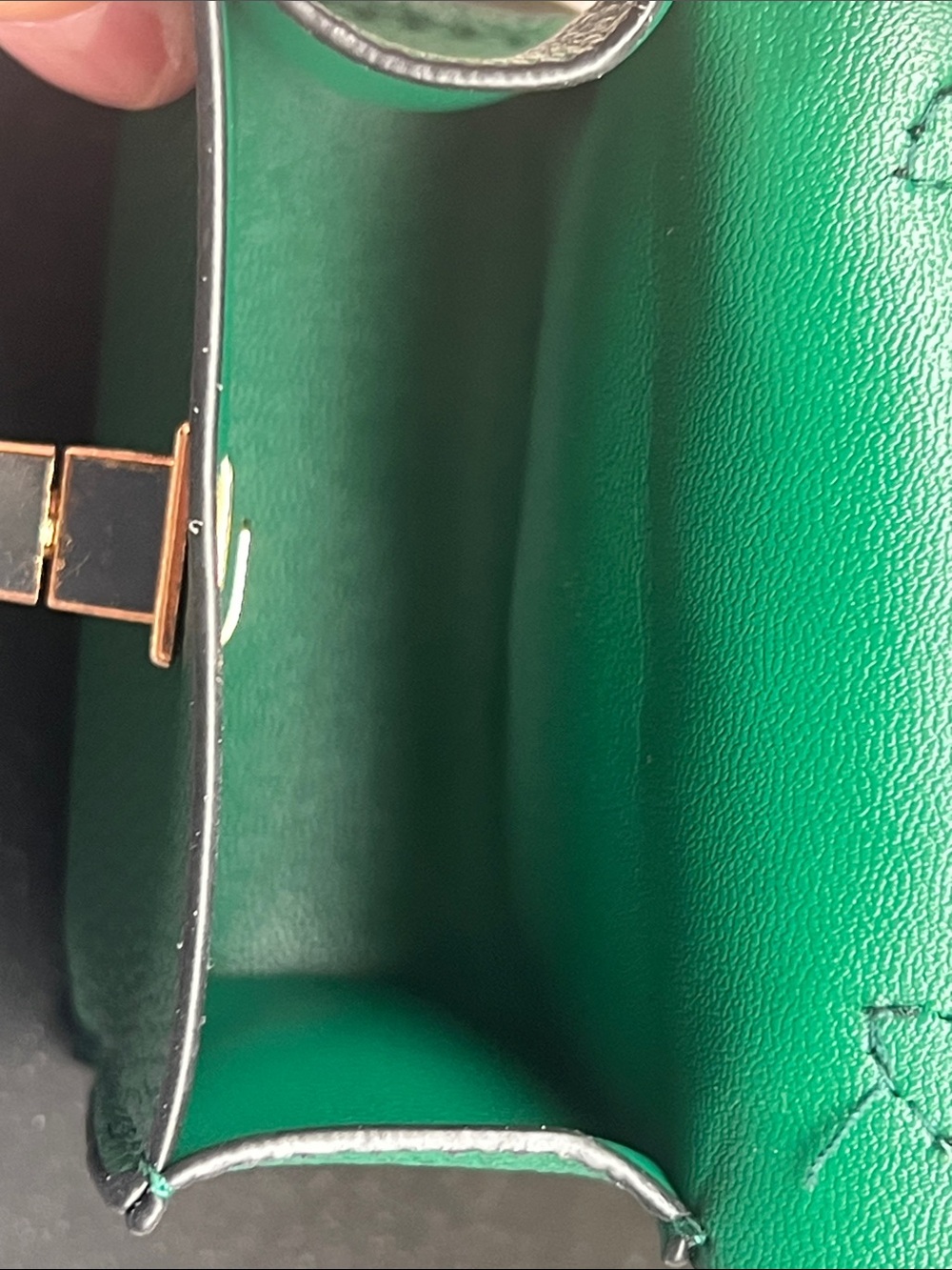 Green Mini Crossbody Key Chain Bag or Charm w/Gold Hardware & Mini Scarf 3x2x1 - Picture 7 of 10